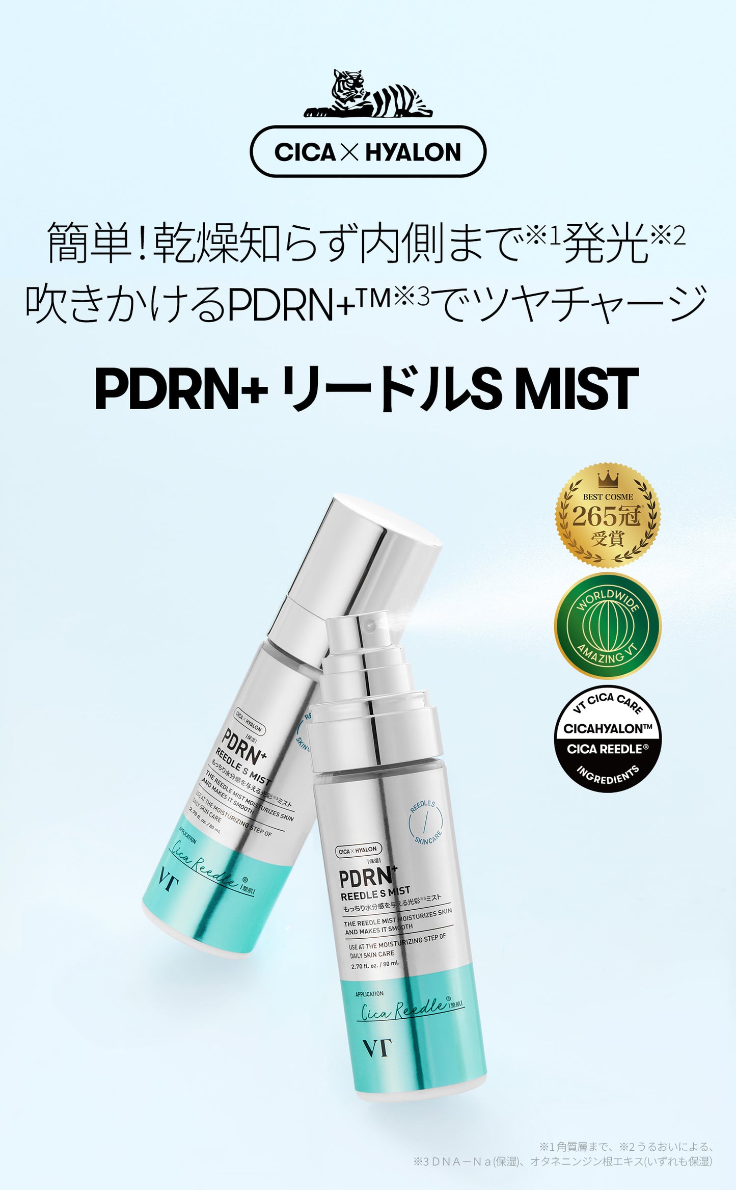 VT Cosmetics PDRN+ Reedle Shot 100 Mist 80ml - Japan Market Product