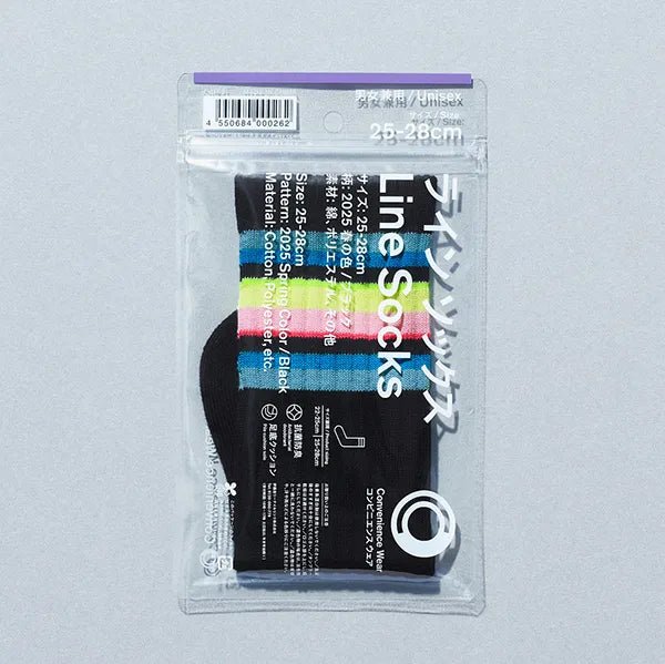 Family Mart Convenience Wear Line Socks - Black & Neon