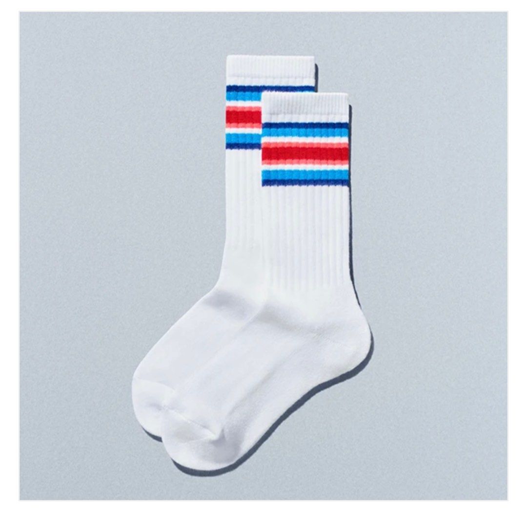 Family Mart Convenience Wear Line Socks - White & Red/Blue