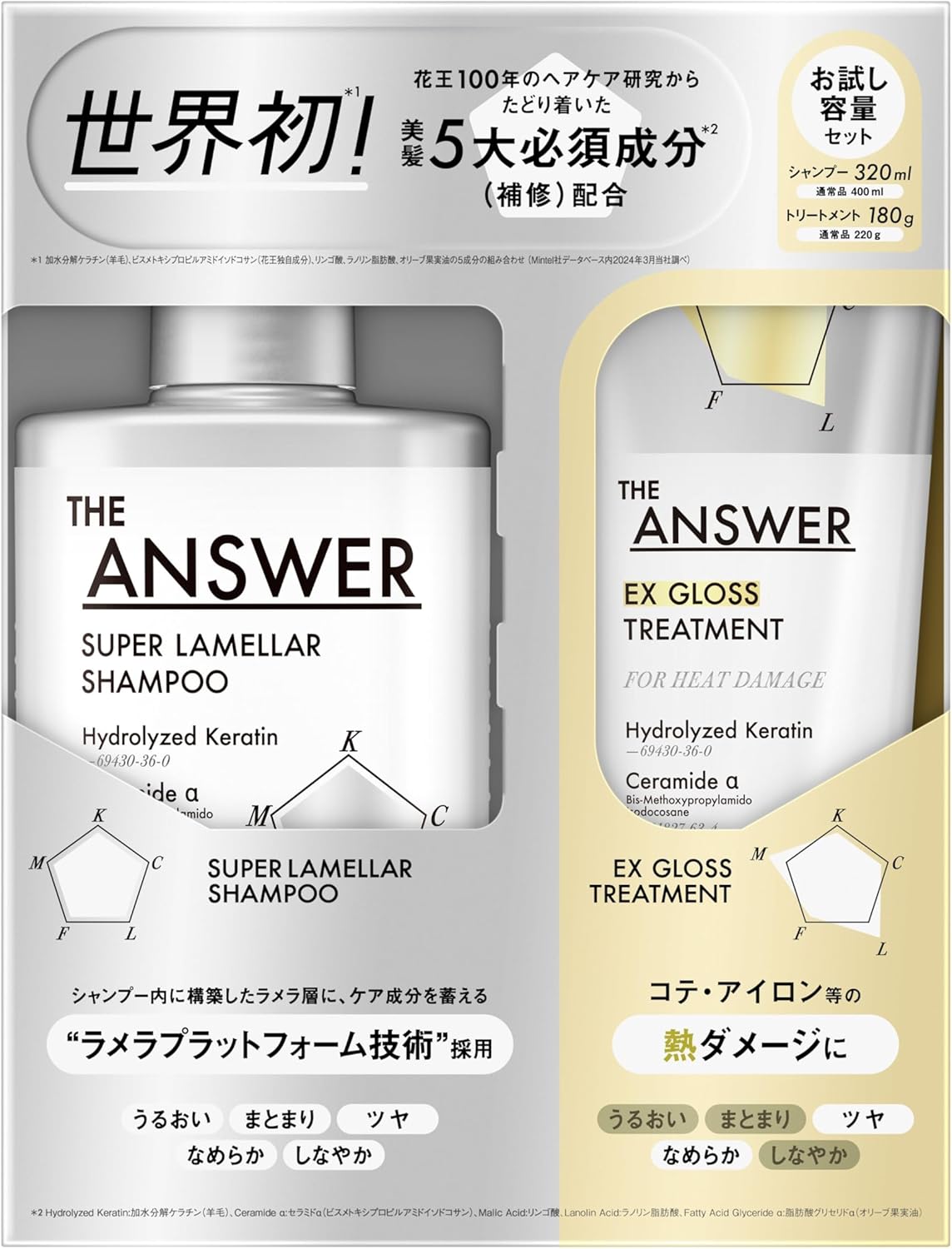 Twin Set - THE ANSWER by Kao – Super Lamellar Shampoo 400ml + EX Gloss 220g