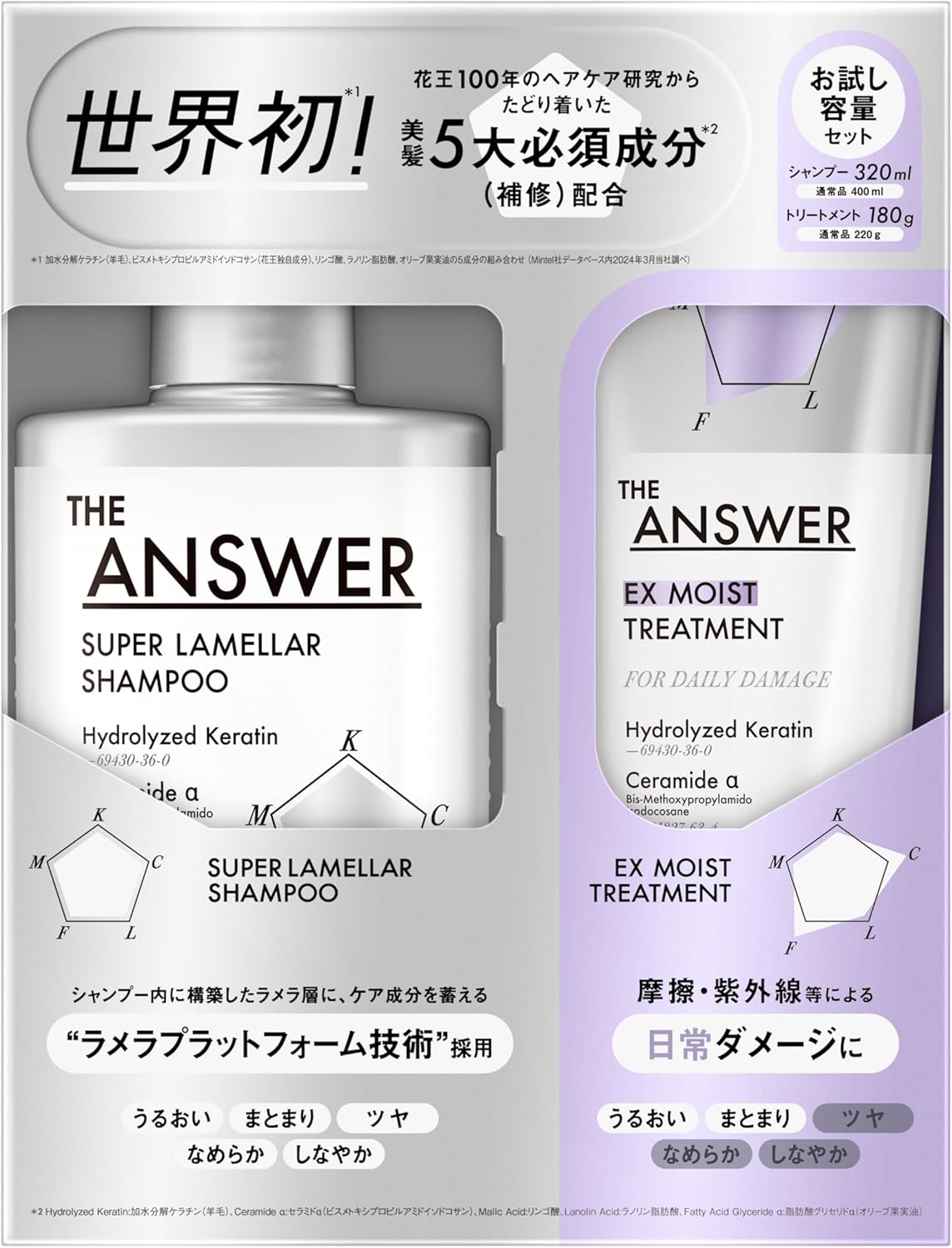 Twin Set - THE ANSWER by Kao – Super Lamellar Shampoo 400ml + EX Moist 220g