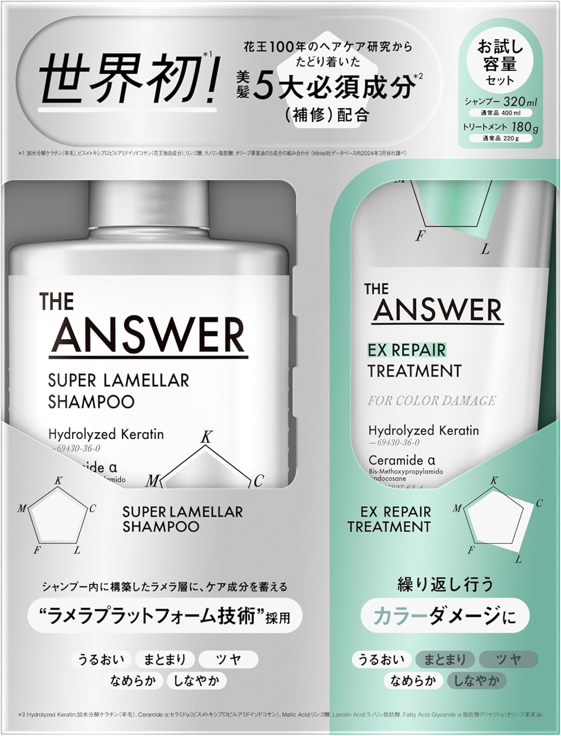 Twin Set - THE ANSWER by Kao – Super Lamellar Shampoo 400ml + EX Repair 220g
