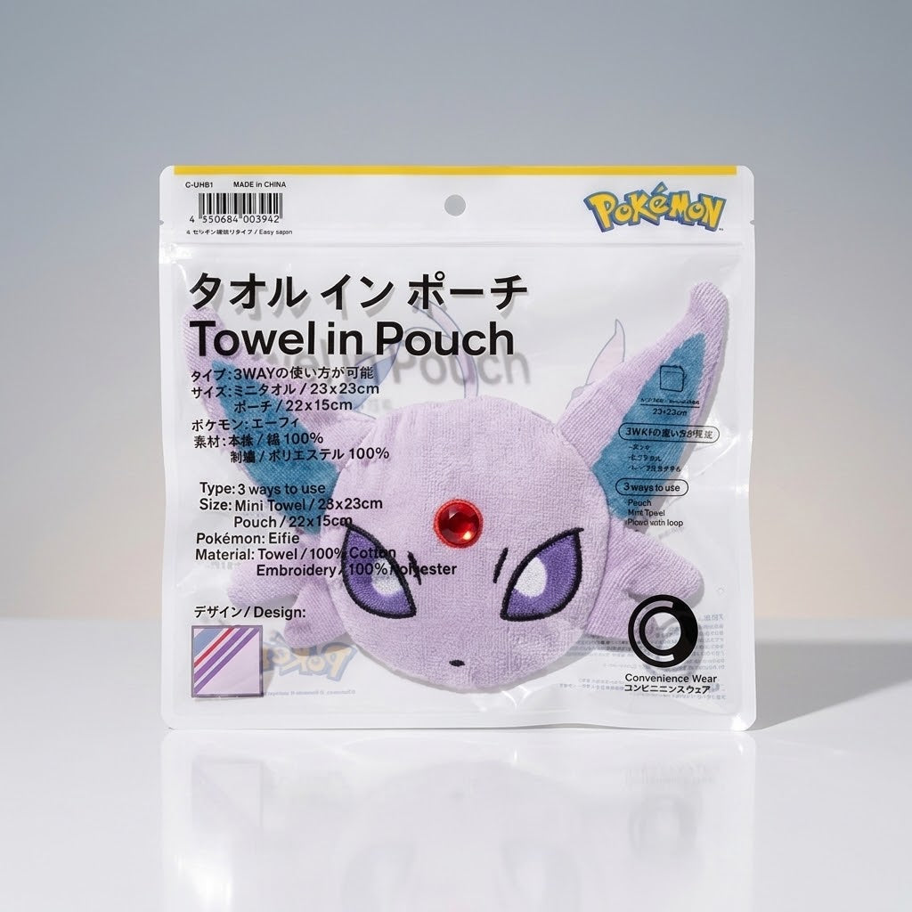 FamilyMart Espeon 3-Way Towel Pouch - Pokémon Espeon (Eifie)
