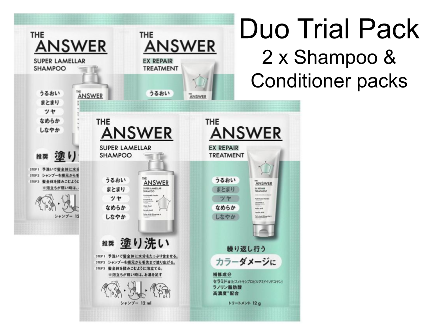 Trial Set - THE ANSWER by Kao – Super Lamellar Shampoo 12ml + EX Repair 12g two packs