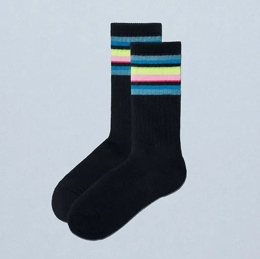 Family Mart Convenience Wear Line Socks -  Black & Neon