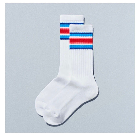 Family Mart Convenience Wear Line Socks -  White & Red/Blue