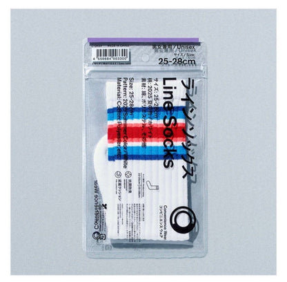 Family Mart Convenience Wear Line Socks -  White & Red/Blue