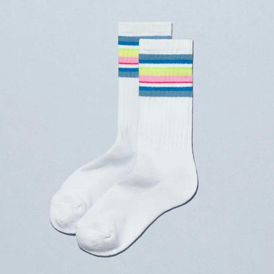 Family Mart Convenience Wear Line Socks -  White & Neon