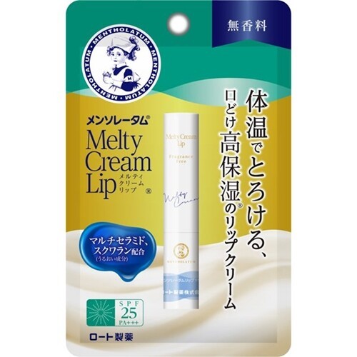 ROHTO Mentholatum Melty Cream Lip Balm Fragrance-free SPF25 PA+++ Moisturizing